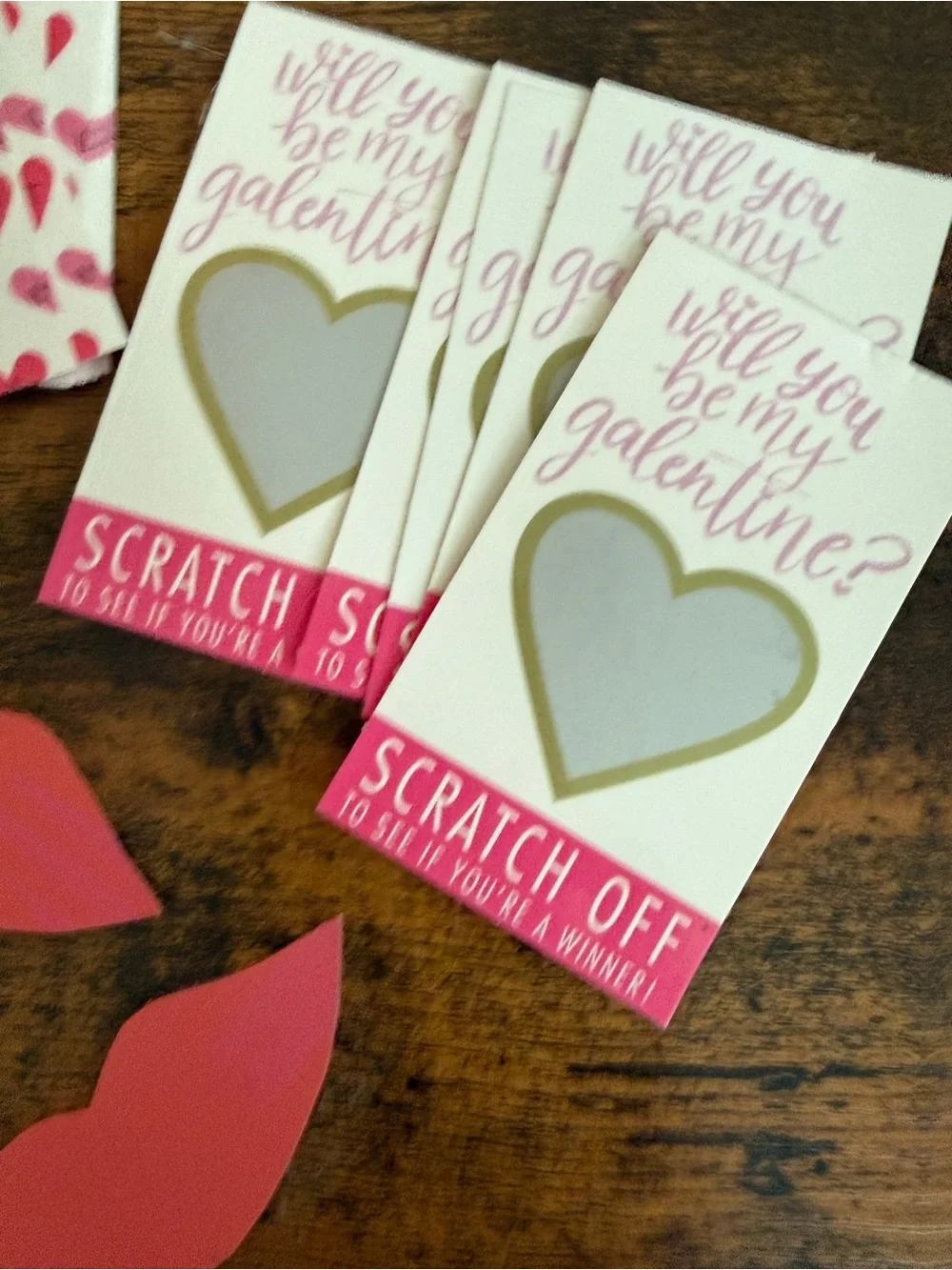 Valentine's Galentine’sParty Scattergories Game Set - Pink Hearts & Gold Accents